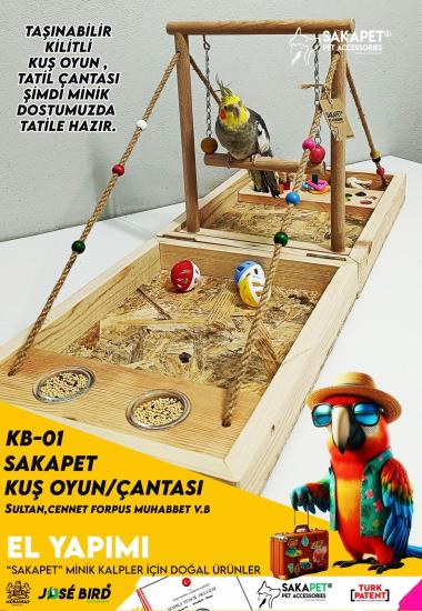  Taşınabilir Kuş Tatil Oyun Çantası Büyük Boy Sakapet KB-01