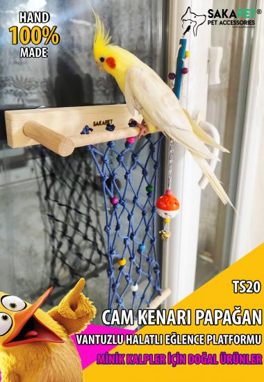 Papağan Ahşap Vantuzlu Cam Oyun Parkuru Tırmanma Halatlı